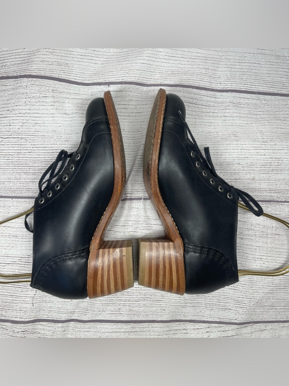 Red Wing Women’s 7 Heritage Faye Black Leather Lace Up Block Heel Boots - Picture 6 of 8